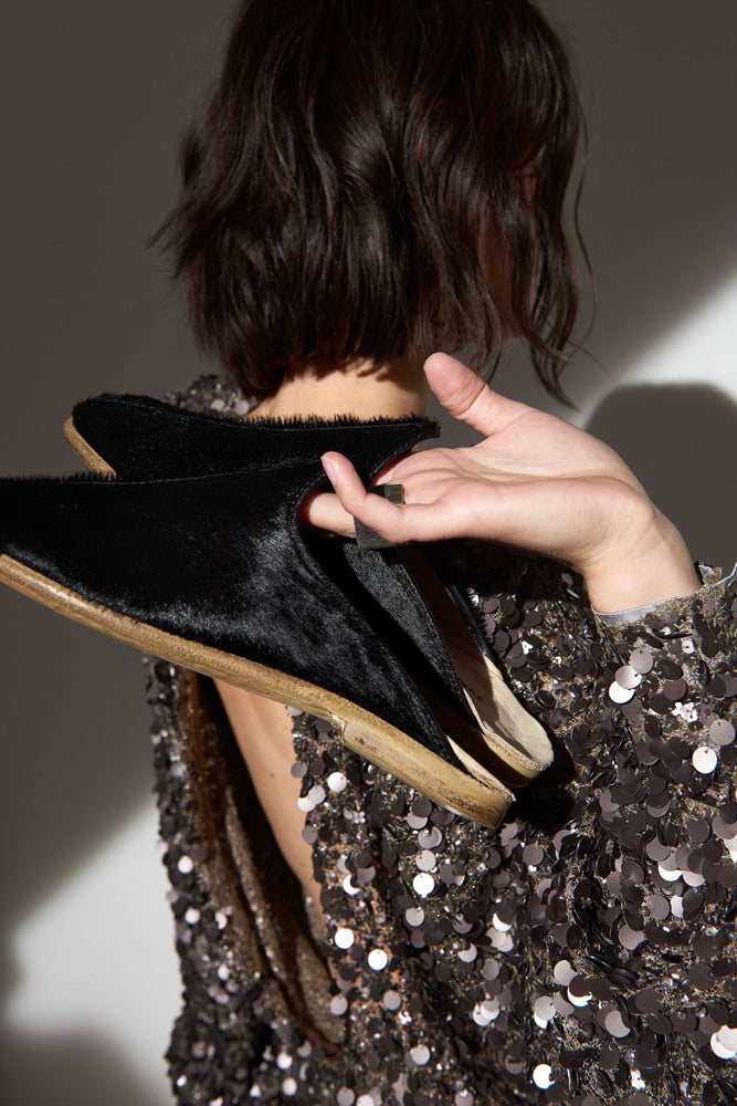 Suree Mules Onyx : elegant handcrafted luxury leather - shoes, flats, ballet flats, ballerina, damesschoenen, espadrilles, loafers