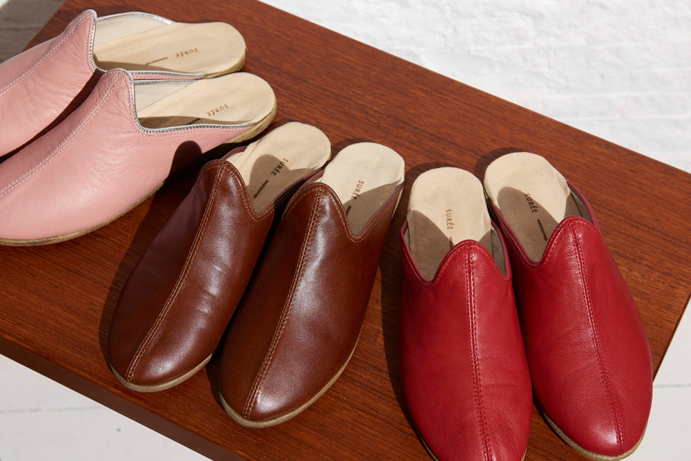 Suree Mules Ruby Rose Quartz Copper: elegant handcrafted luxury leather mules - shoes, flats, ballet flats, ballerina, damesschoenen, espadrilles, loafers