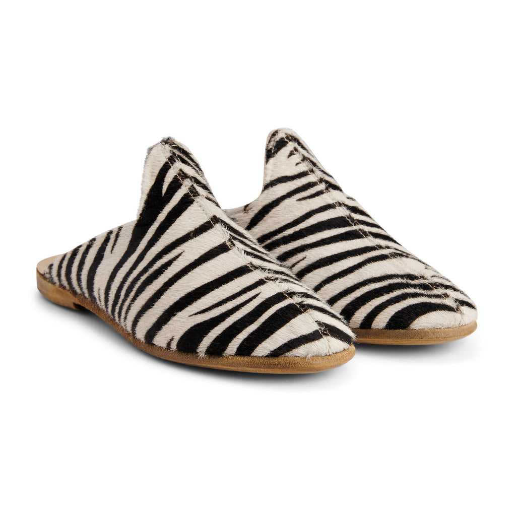 Suree Mules Zebra: elegant handcrafted luxury leather mules - shoes, flats, ballet flats, ballerina, damesschoenen, espadrilles, loafers